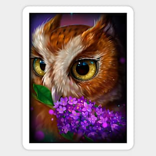 Owl and lilac Magnet